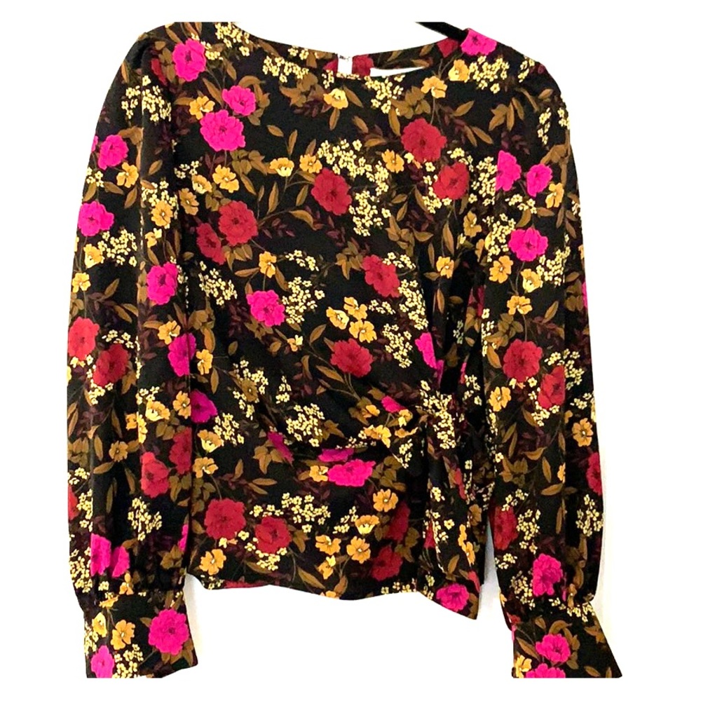 ASTR The Label Faux-Wrap floral long sleeve